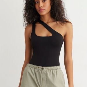 One Shoulder Open-Back Bodysuit